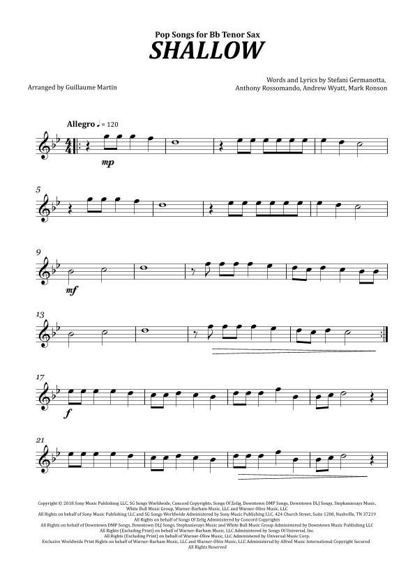 Shallow (arr. Guillaume Martin)