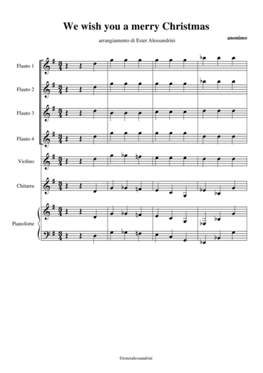 We wish you a merry Christmas per 4 flauti e orchestra scolastica (arr. Ester Alessandrini)