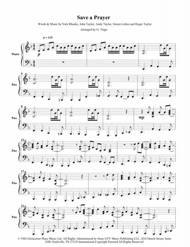 Save A Prayer (arr. G. Tiago)