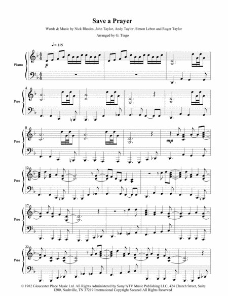 Save A Prayer (arr. G. Tiago)