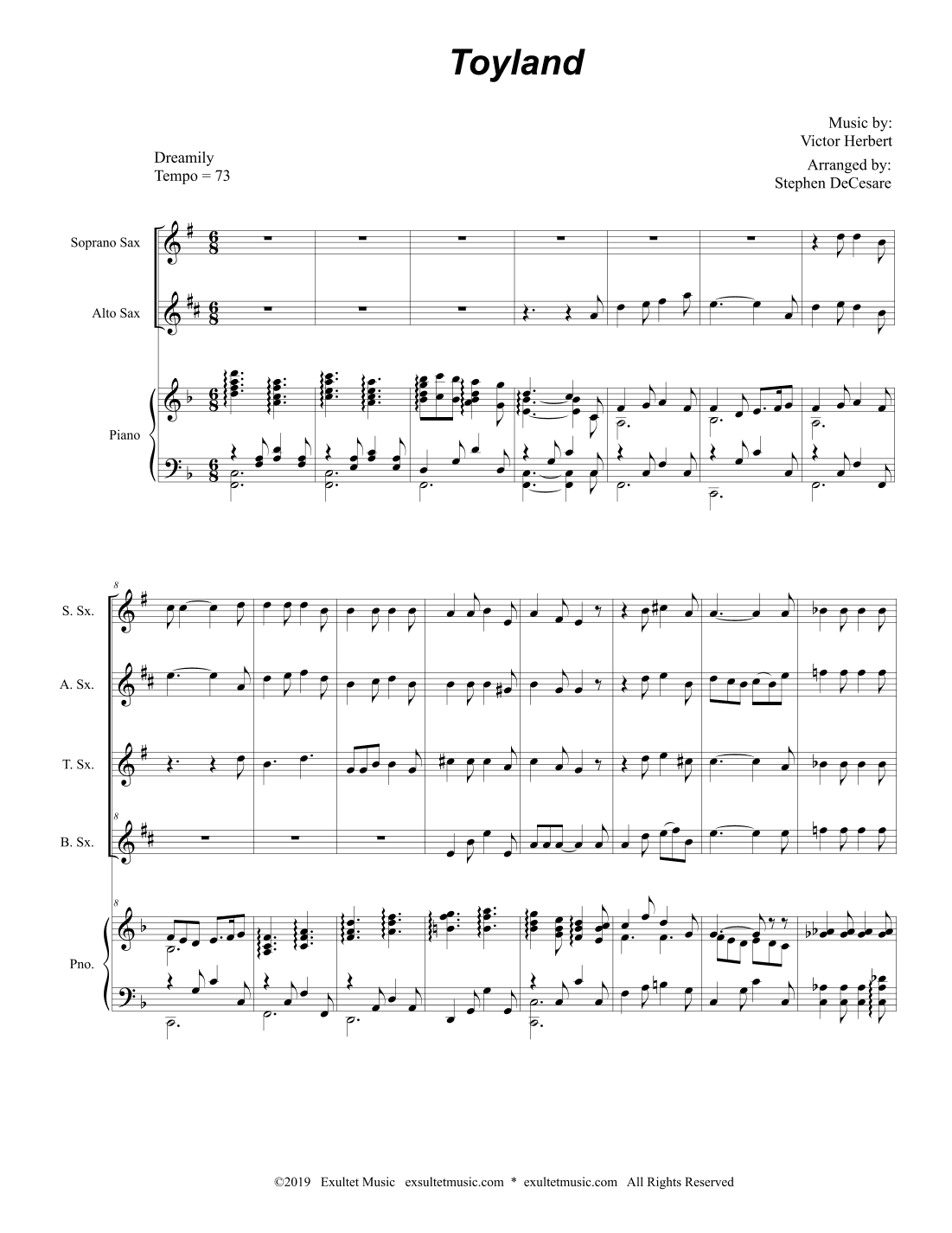 Toyland (Saxophone Quartet and Piano) (arr. Stephen DeCesare)