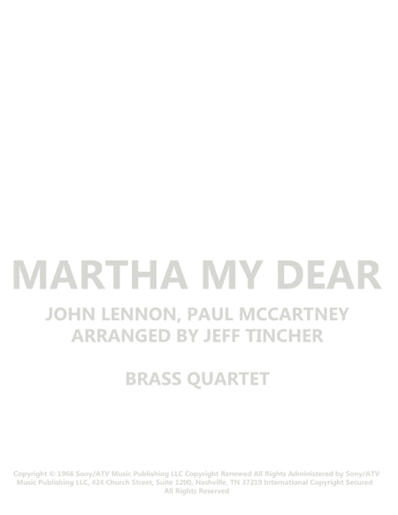 Martha My Dear (arr. Jeff Tincher)