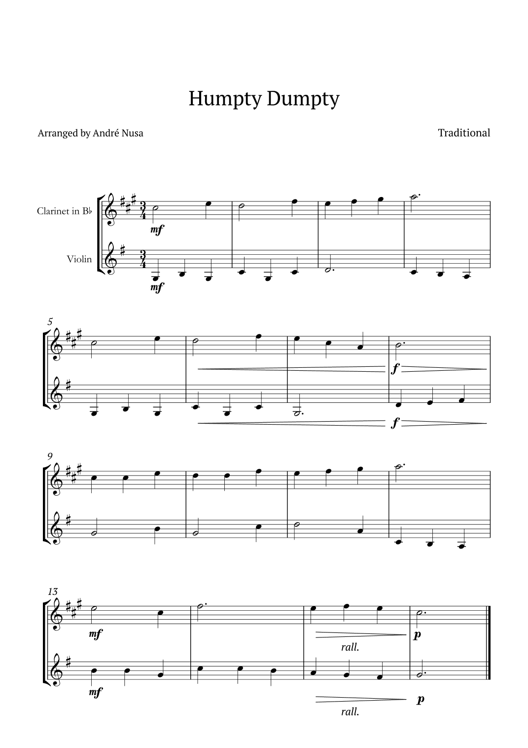 Humpty Dumpty (arr. André Nusa)