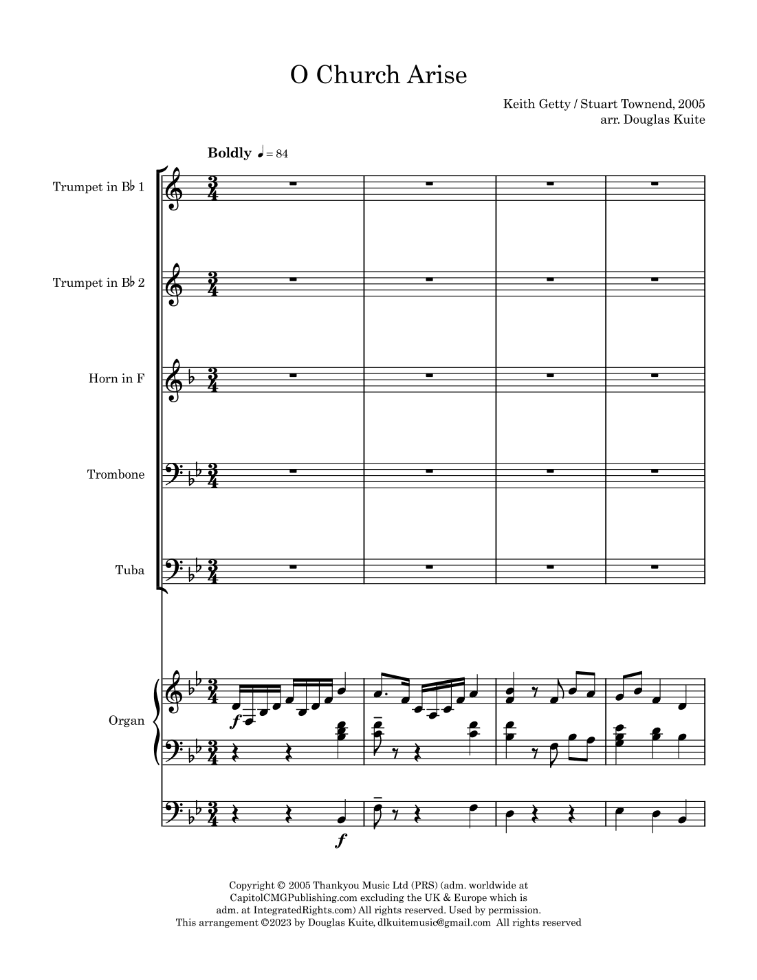 O Church Arise (arr. Douglas Kuite - for brass quintet and organ or piano)