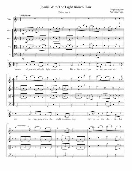 Jeanie With The Light Brown Hair, for voice and string quartet (arr. Gary S. Fagin)