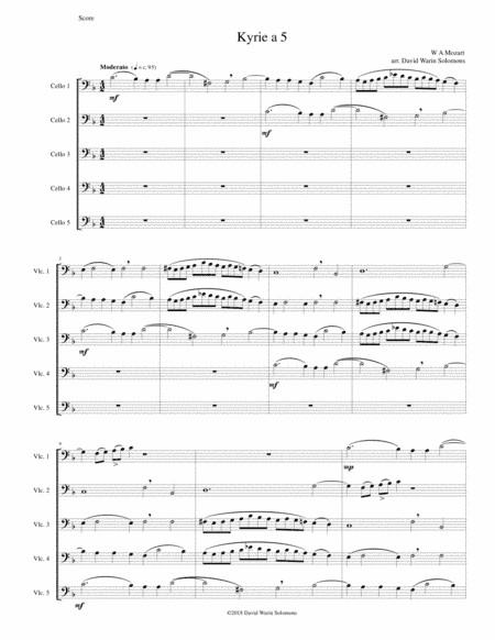 Mozart Kyrie canon a 5 arranged for 5 cellos (arr. David Warin Solomons)