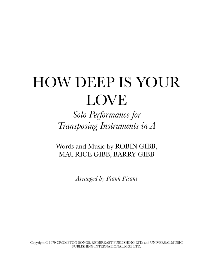 How Deep Is Your Love (arr. Frank Pisani)