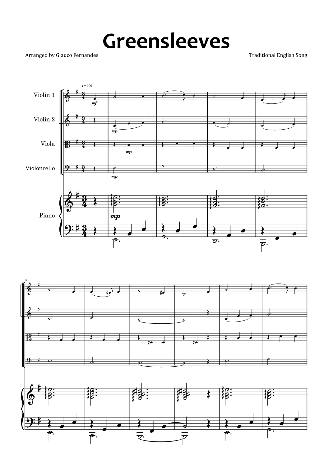 Greensleeves (arr. Glauco Fernandes)
