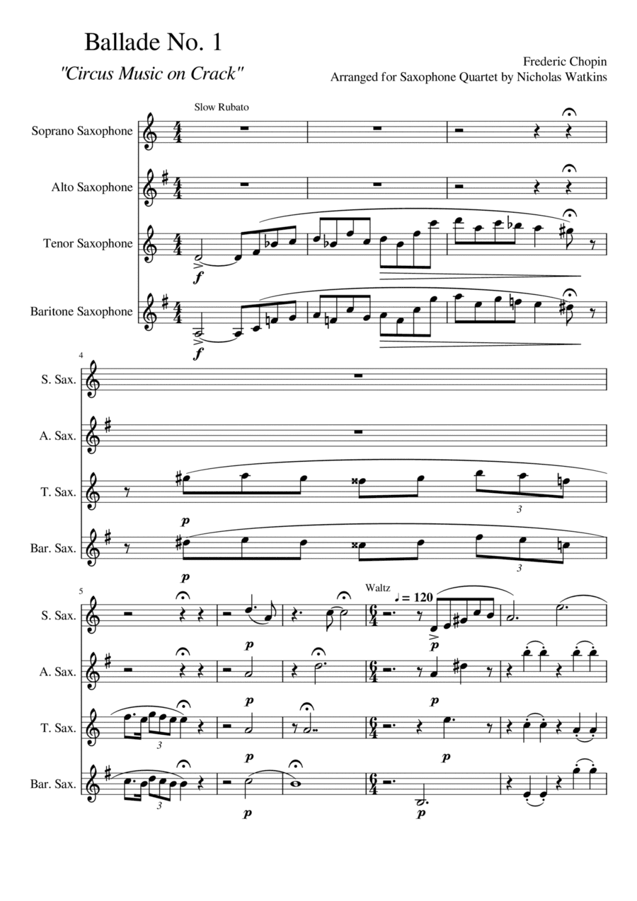 Ballade No. 1 in G Minor (arr. Nicholas Watkins)