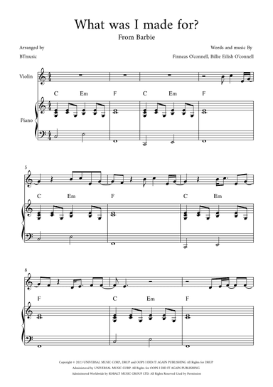 What Was I Made For? (arr. BTmusic)