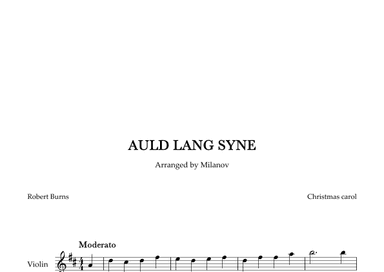 Auld lang syne in D Violin Easy Christmas carol (arr. Milanov)