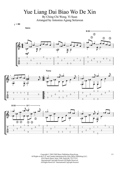 Yue Liang Dai Biao Wo De Xin (arr. Antonius Agung Setiawan)