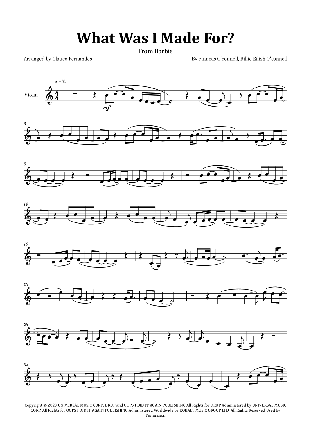 What Was I Made For? (arr. Glauco Fernandes)