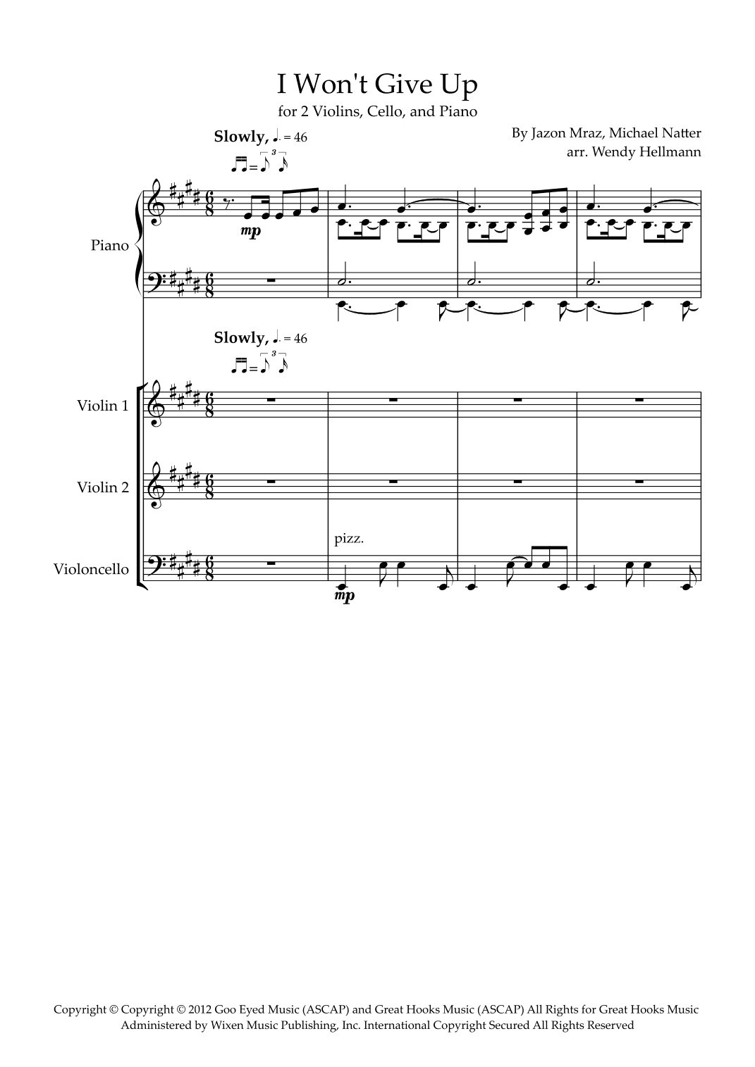 I Won't Give Up (arr. Wendy Hellmann)