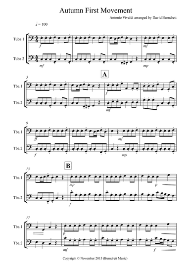 Autumn "Four Seasons" for Tuba Duet (arr. David Burndrett)