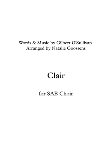 Clair (arr. Natalie Goossens)