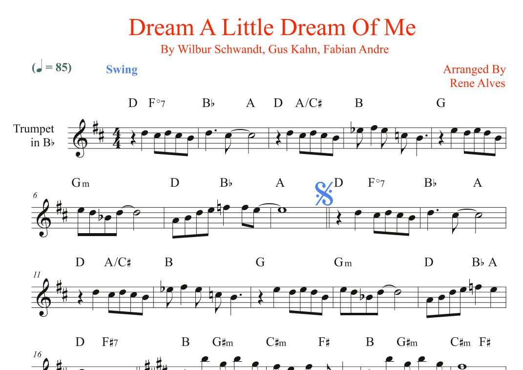 Dream A Little Dream Of Me (arr. Rene Alves)
