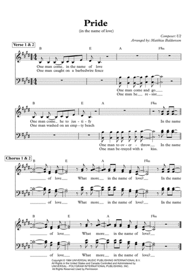 Pride (in The Name Of Love) (arr. Matthías V. Baldursson)