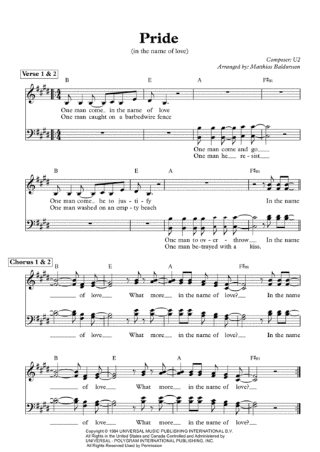 Pride (in The Name Of Love) (arr. Matthías V. Baldursson)