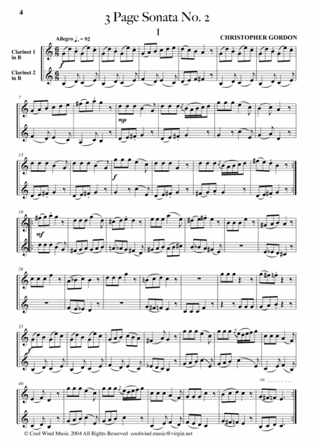 Three Page Sonata No. 2 (for 2 Clarinets)