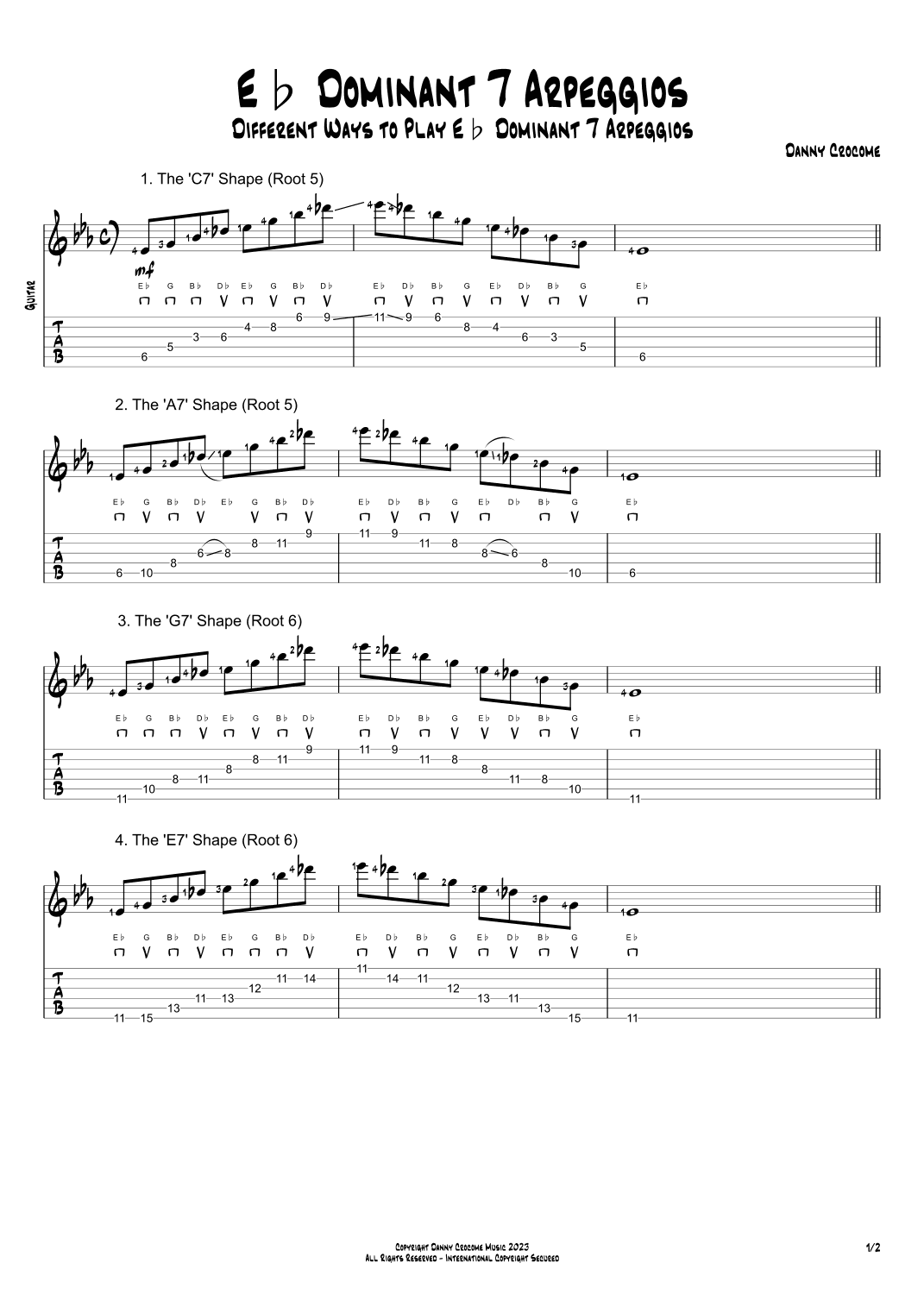 Eb Dominant 7 Arpeggios (5 Ways to Play)