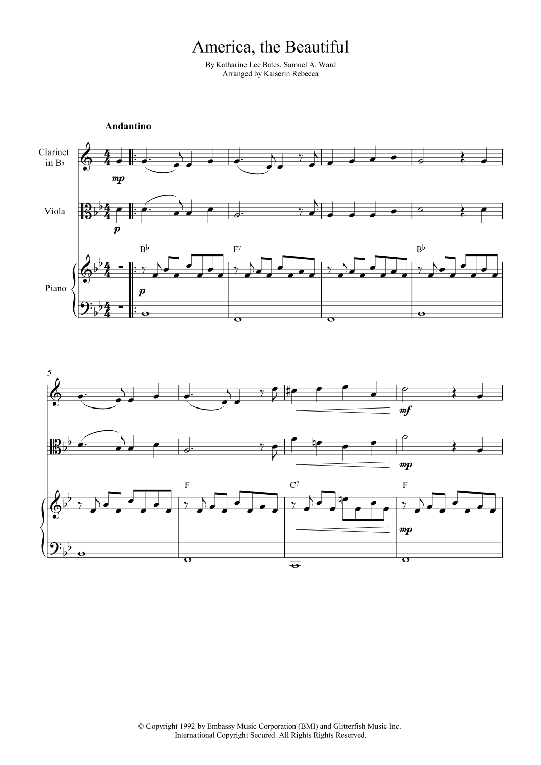 America The Beautiful (arr. Kaiserin Rebecca)