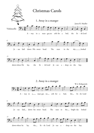 20 Easy Christmas Carols for VIOLONCELLO (arr. Ahiva Editions)