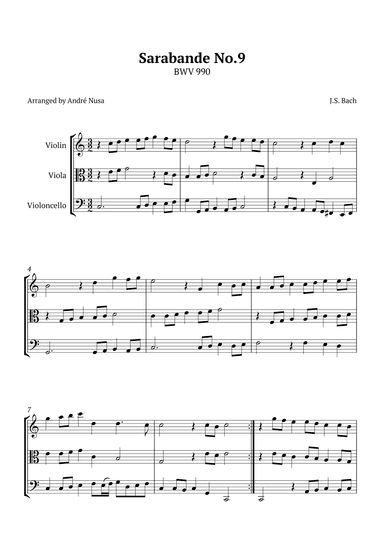 Sarabande No.9 BWV 990 (arr. André Nusa)