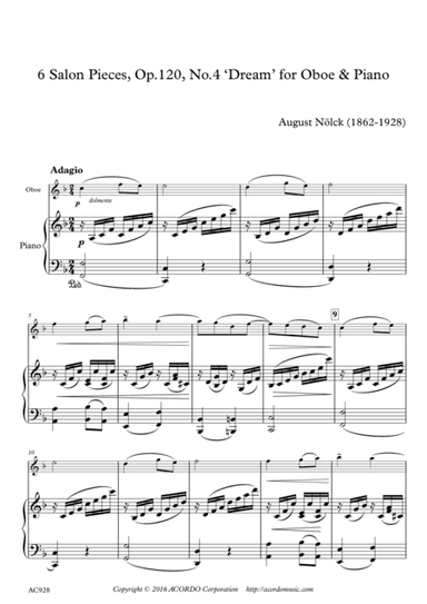 6 Salon Pieces, Op.120, No.4 ‘Dream’ for Oboe & Piano (arr. Mikio Kamada)