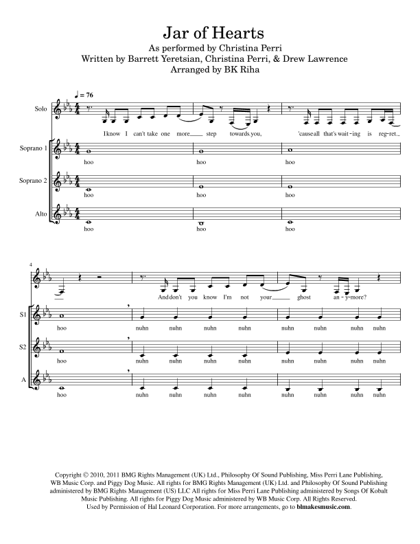 Jar Of Hearts (arr. BK Riha / Brandy Kay Riha)