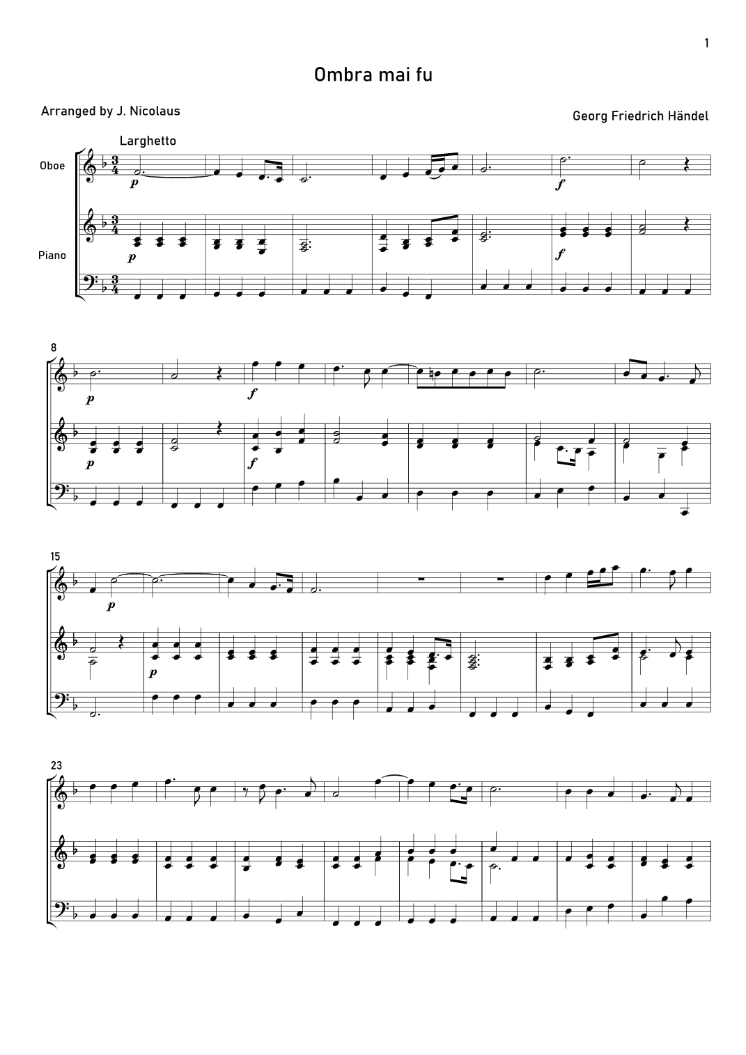 Ombra mai fu (arr. John Nicolaus)
