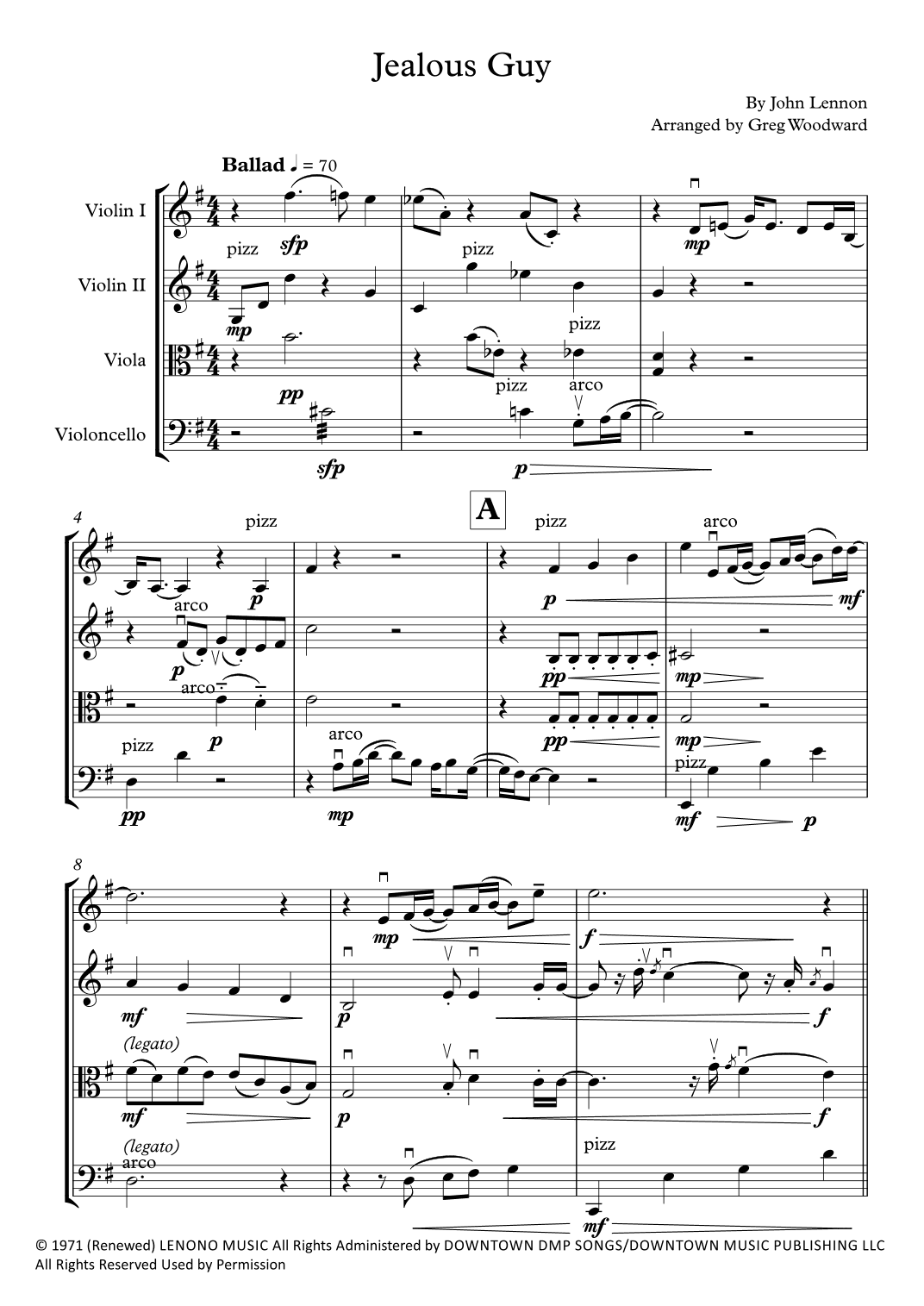 Jealous Guy (arr. Greg Woodward)