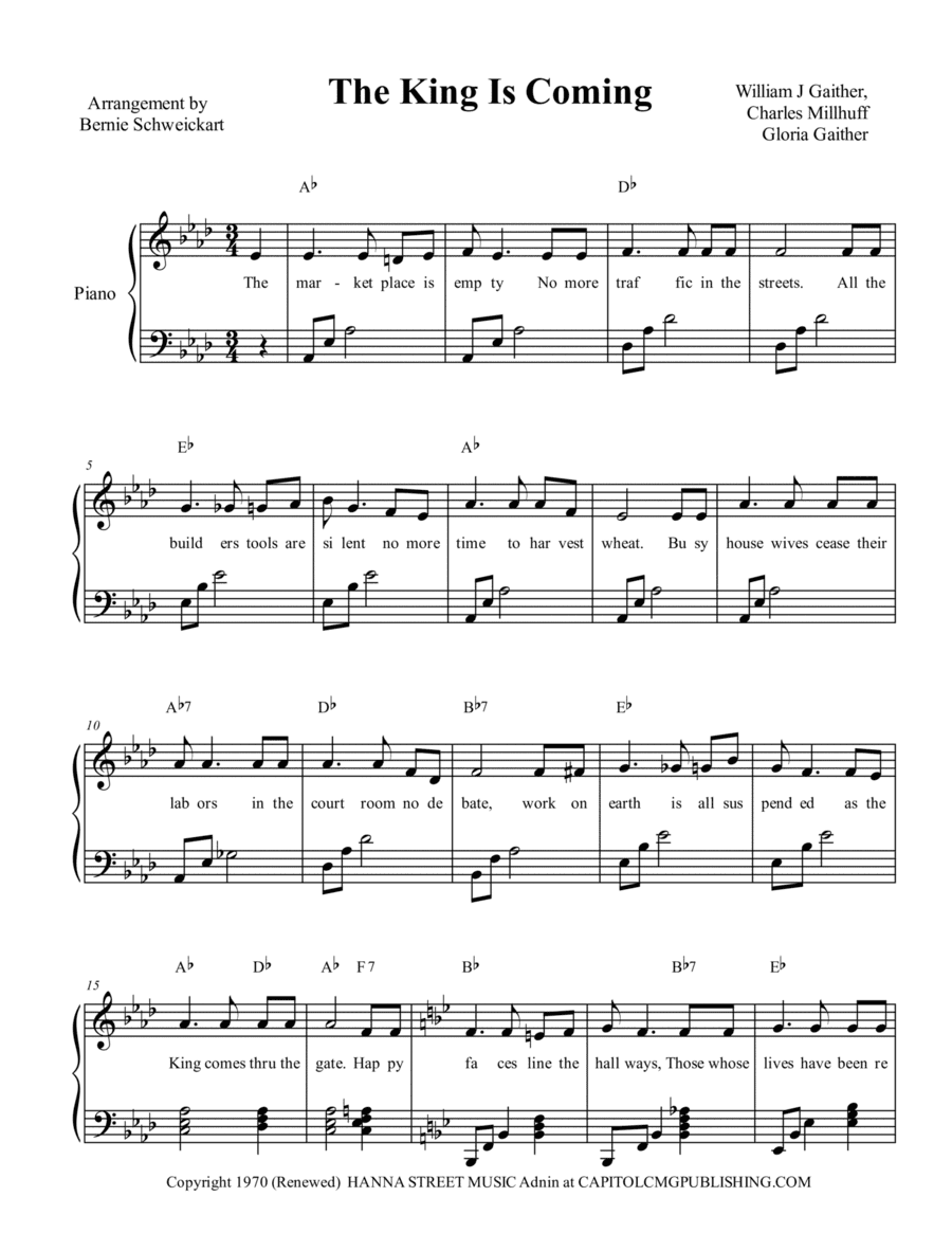 The King Is Coming (arr. Bernie Schweickart)