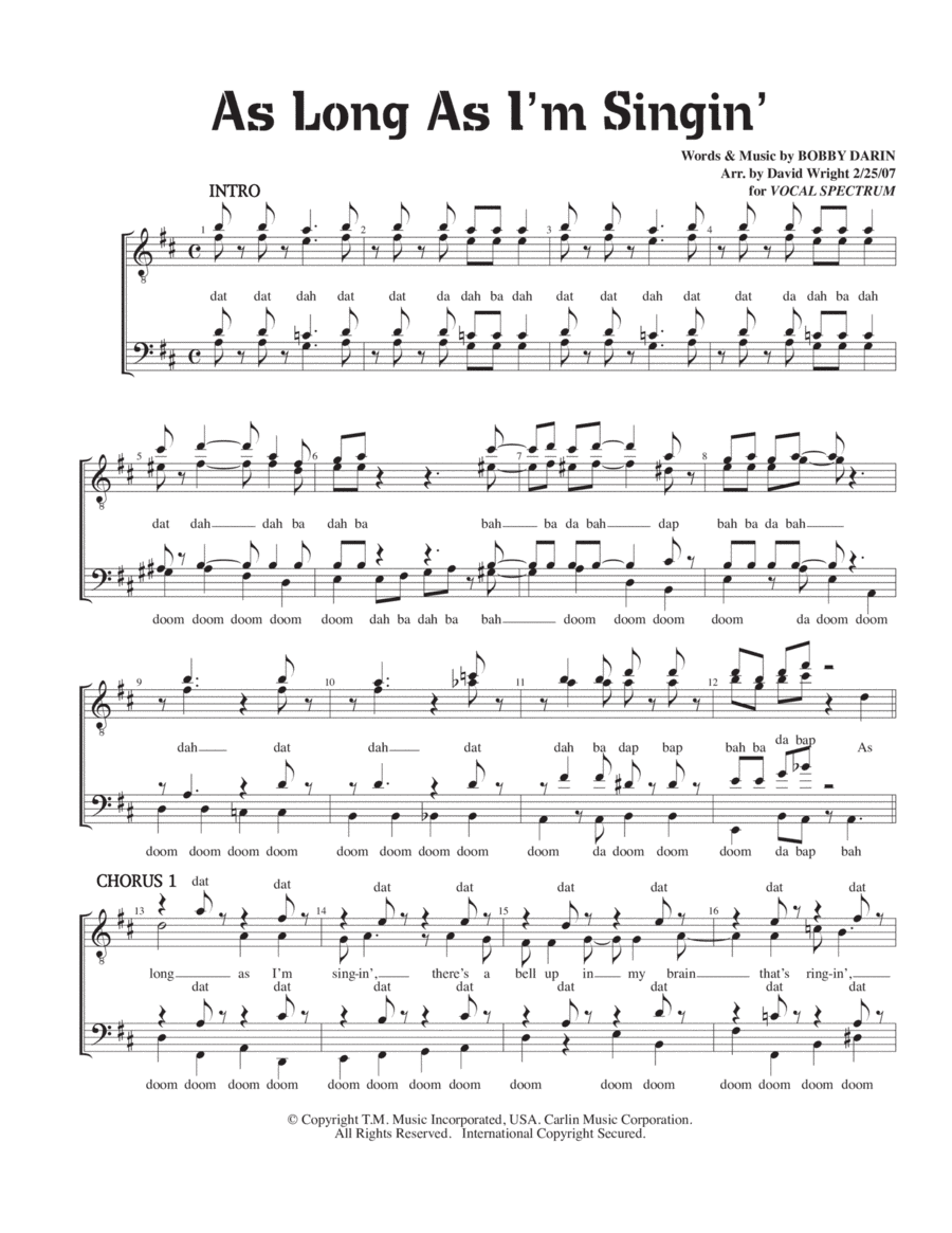 As Long As I'm Singing (arr. David Wright)