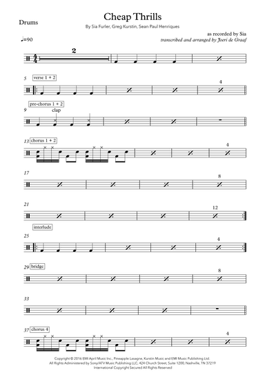 Cheap Thrills (feat. Sean Paul) (arr. Joeri de Graaf)