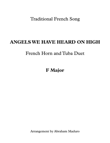 Angels We Have Heard On High French Horn and Tuba Duet (arr. Abraham Maduro)
