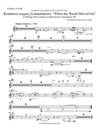 Kommos (Lamentation) / "When the World Moved On" - Clarinet 2 in Bb