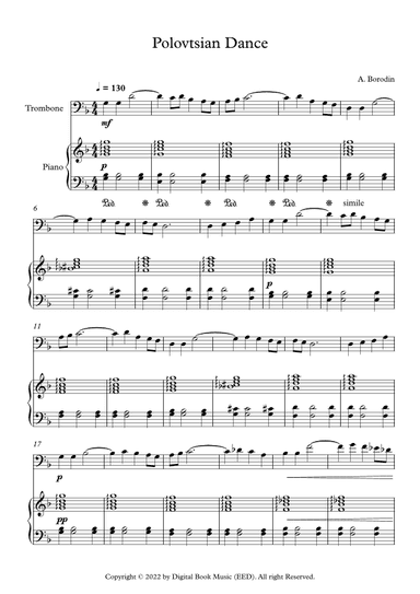 Polovtsian Dance - Alexander Borodin (Trombone + Piano) (arr. Digital Book Music)