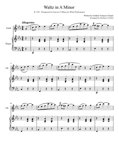 Waltz in A Minor B150 - Score Only (arr. Zachary Corbett)