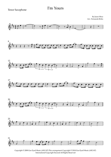 I'm Yours (arr. Fernando Britto)