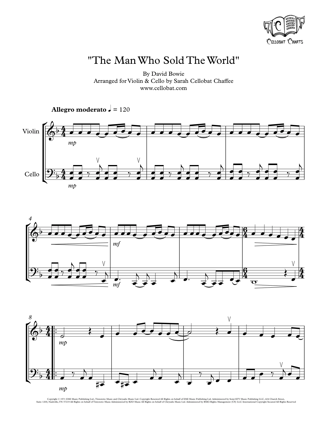 The Man Who Sold The World (arr. Sarah Cellobat Chaffee)