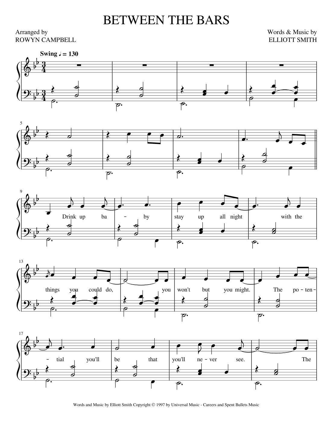 Between The Bars (arr. Rowyn Campbell)