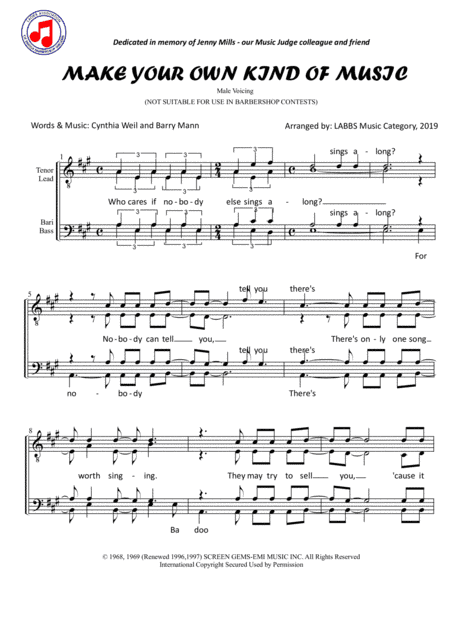 Make Your Own Kind Of Music (arr. LABBS Music Category)
