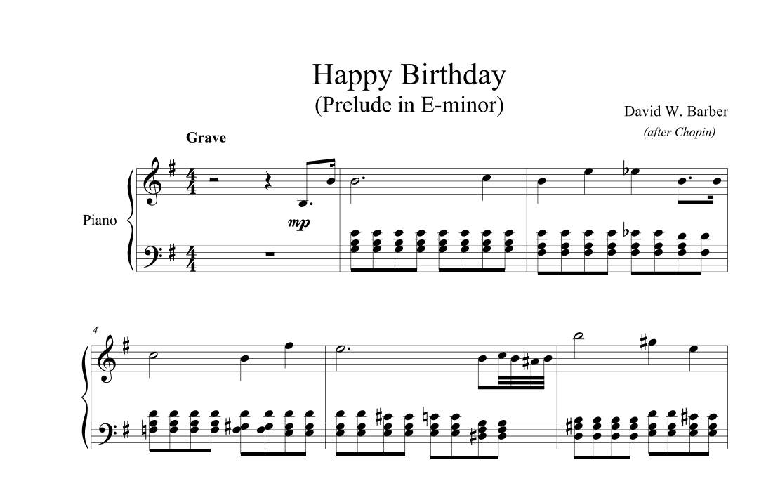 Happy Birthday (Prelude in E-minor)