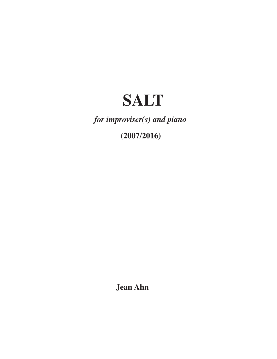 Salt for piano and  improvisers