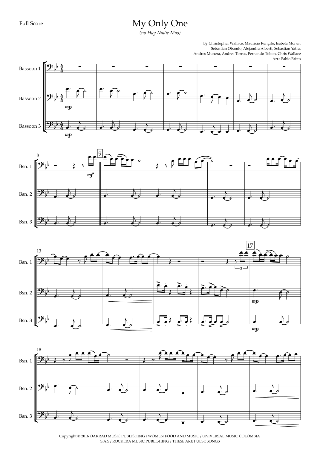My Only One (no Hay Nadie Mas) (arr. Ottirb Sage)