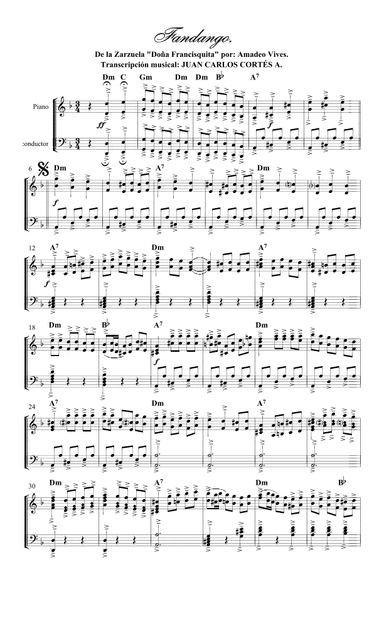 Fandango. Doña Francisquita por: Amadeo Vives Roig. (arr. Juan Carlos Cortés Aguirre)