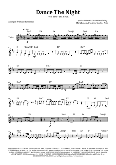 Dance The Night (arr. Glauco Fernandes)