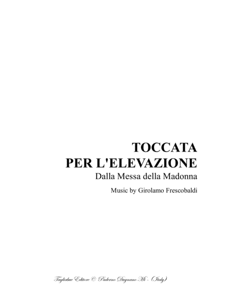 TOCCATA PER L'ELEVAZIONE - From Mass of the Virgin Mary - For Organ (arr. Renato Tagliabue - Marcello Meneguzzo)