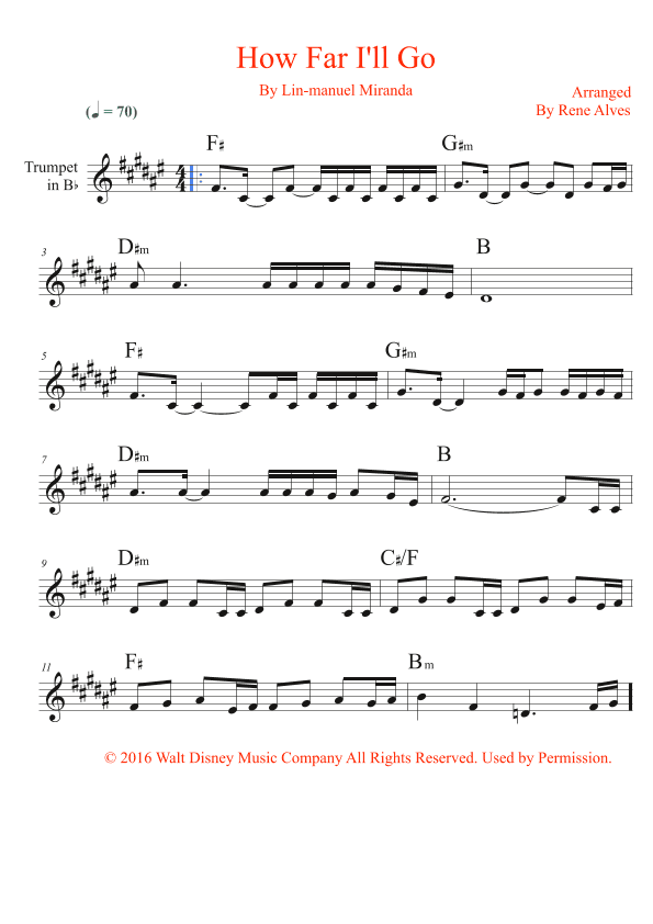 How Far I'll Go (arr. By Rene Alves)